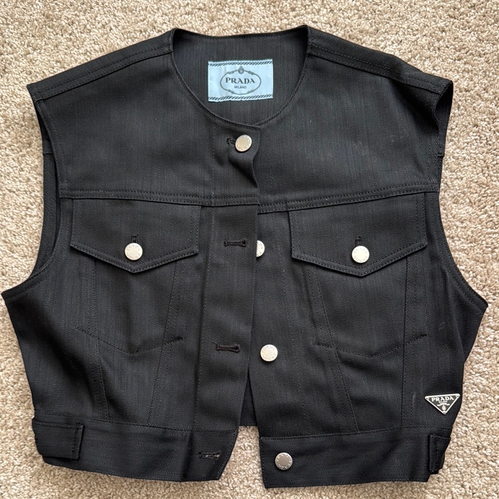 Prada Black Sleeveless Denim Vest